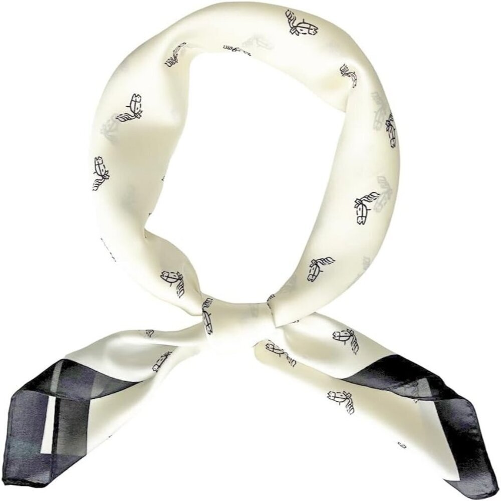 Silk Satin 04 White Head Scarf Medium Square Hair Scarf for Women 28 Inches